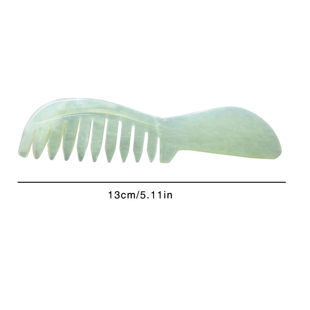 Natural Jade Stone Massage Comb Jade Scraping Comb Massage Head Soothing Nerve Jade Massage Comb Hair Care Tools Random Color Qme