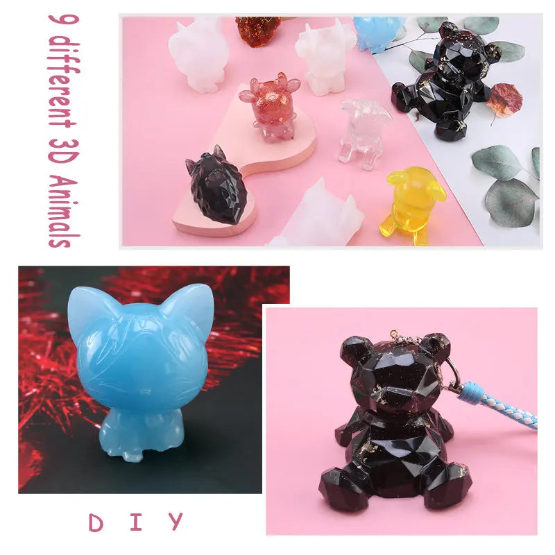 Stereoscopic Animal Resin Molds Silicone Bear Casting Molds Epoxy Resin Mold for Keychains DIY Handmade Resin Jewelry Supplies Qme