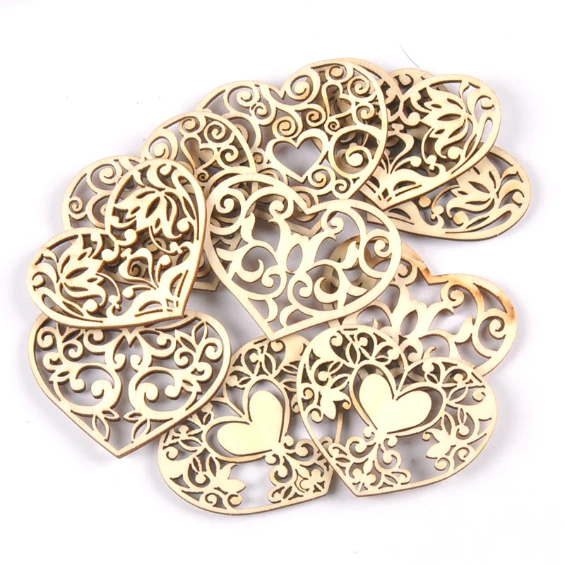 38x50mm Mixed Lace Heart Hanging Pendant Wood Slices Crafts For DIY Scrapbook Home Decor Wooden Ornament 10pcs m2584 Qme