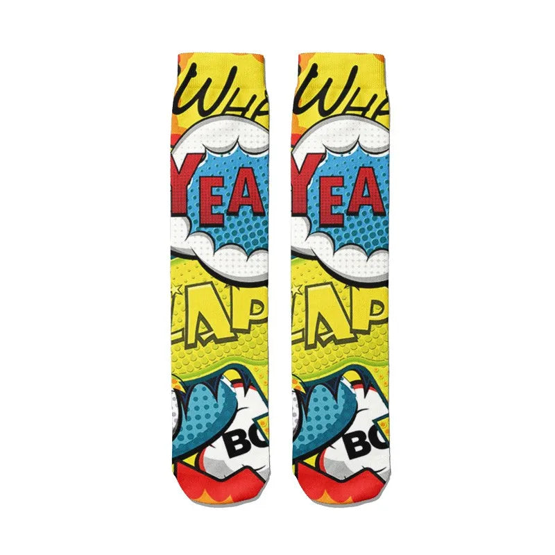 1 Pairs Harajuku Funny Happy Kawaii Hip Hop Women Socks Casual Qme style5 One Size China Mainland