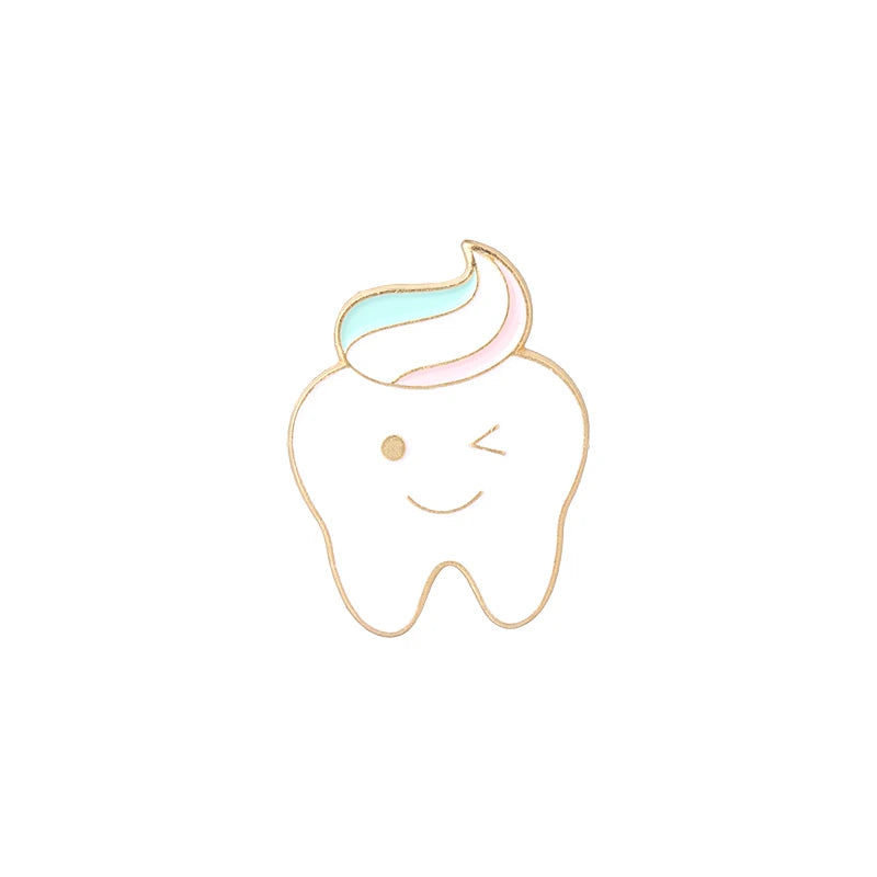 Tooth and Brush Custom Lapel Enamel Pin Dental Badges Medical Brooches Cute Sweet Teeth Jewelry Gift for Nurse Dentist Wholesale Qme style 2