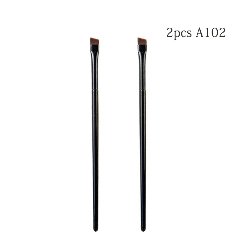 New 2pcs/set Brow Contour Brush Eyebrow Eyeliner Brush Portable Small Angled Eyebrow Liner Brush Women Makeup Cosmetic Tools Qme 2pcs A102