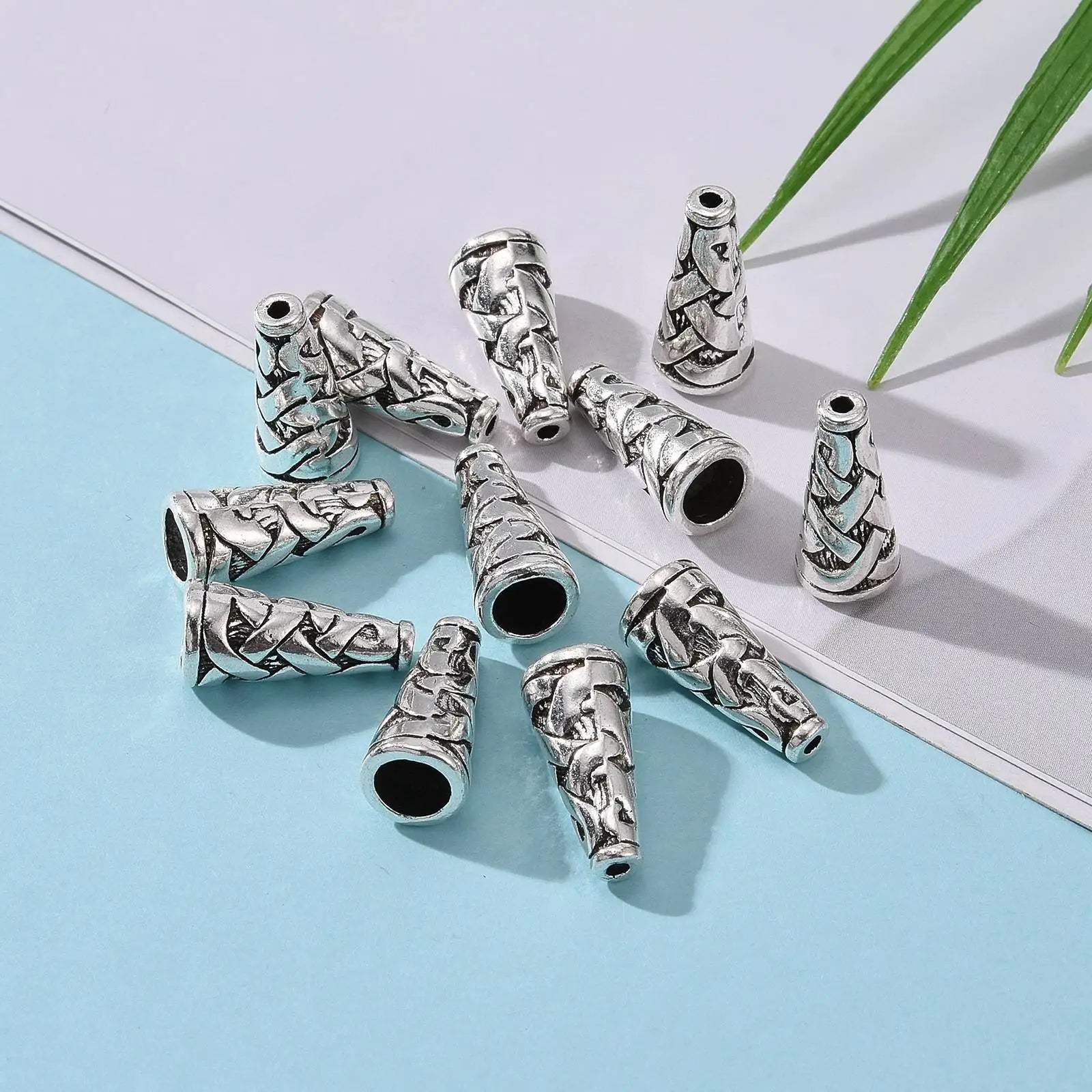 PandaHall 20-50pcs Tibetan Style Caps Loose Spacer Flat Bead Caps Cone End Beads Cap for DIY Jewelry Making Finding 18x18x8mm Qme