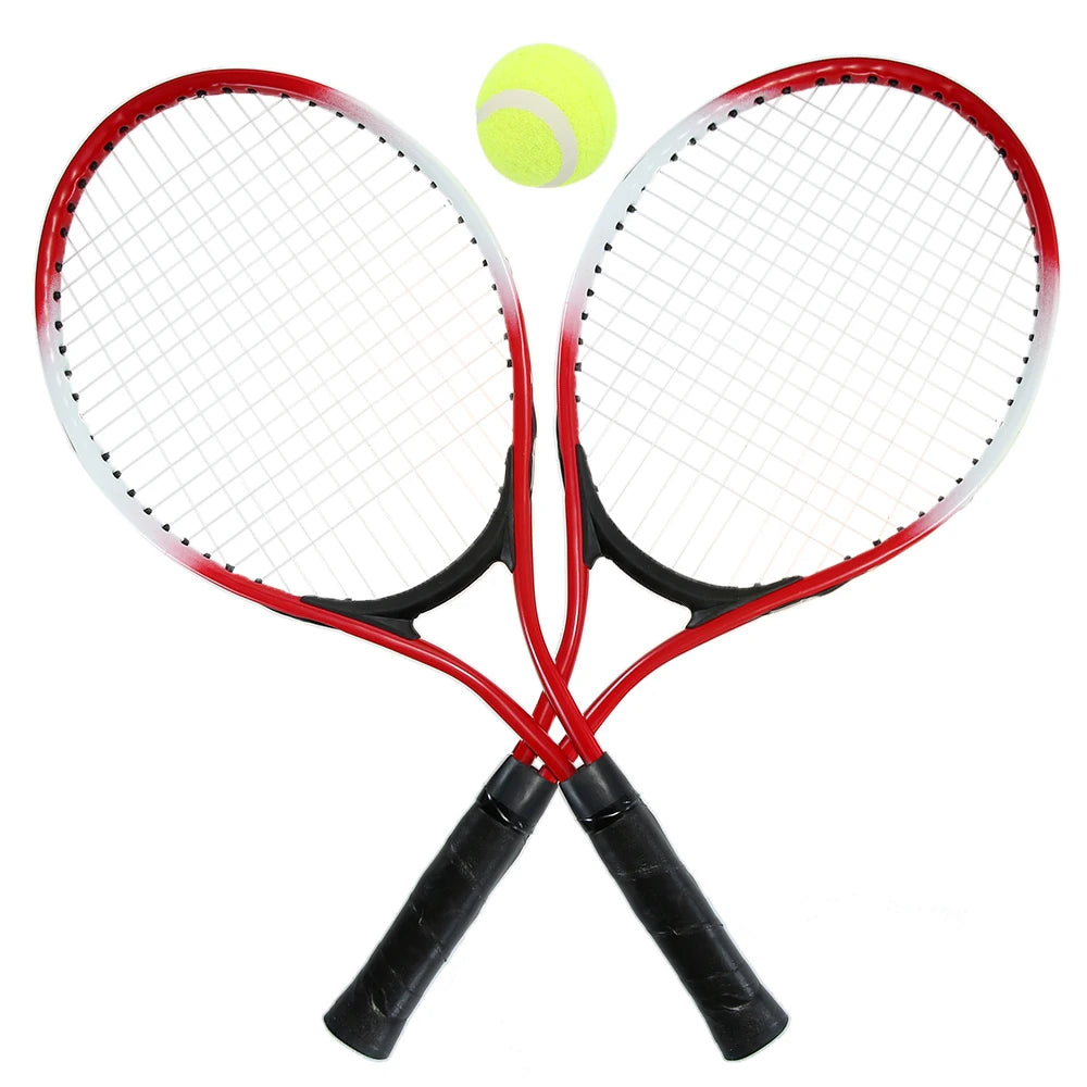 Set of 2 Kid's Tennis Racket For Tennis Racket Training Carbon Fiber Top Steel Material Tennis String With Free Tennis Ball Qme 2 Red Racket 1 ball China Mainland