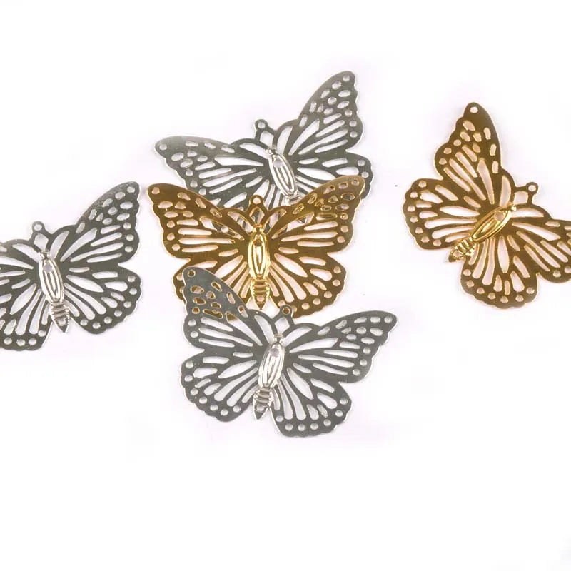 Gold Silver Flower Butterfly Connectors Filigree Wraps Metal Crafts For DIY Scrapbook Accessories Embellishments 20Pcs yk0768 Qme