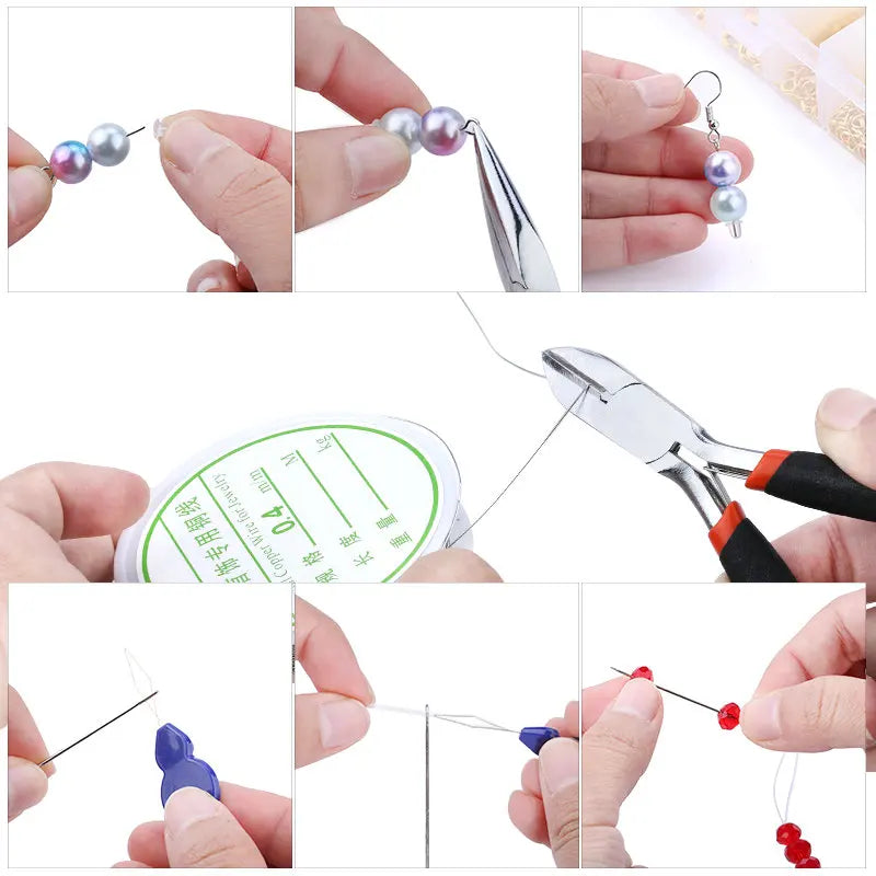 Jewelry Findings Tool Set Open Jump Ring/Lobster Clasp/Tail Chain/Clip Buckle/Drop Kit/Earring Hooks/ For DIY Jewelry Making Qme