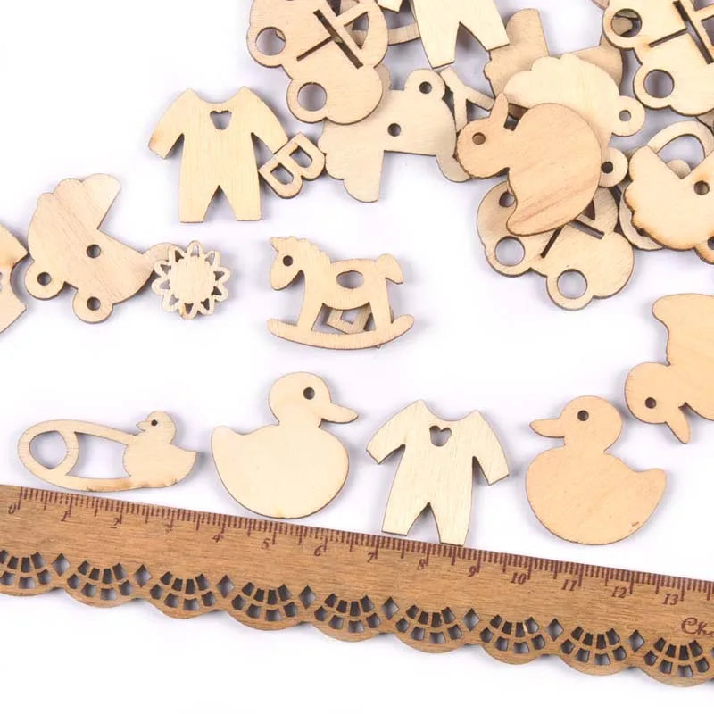 50Pcs Baby pacifiers Pattern natural wood Slices DIY Kid Painting Home Decoration Wooden Crafts Scrapbooking Handmade Ornaments Qme