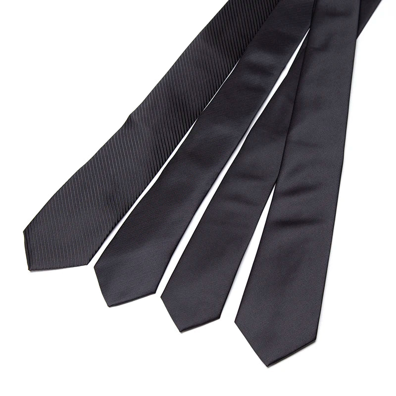 New Mens Tie 8cm 7cm 6cm Classic Black Slim Ties for Men Accessories Neckties Wedding Party Formal Dress Casual Solid Gifts Tie Qme