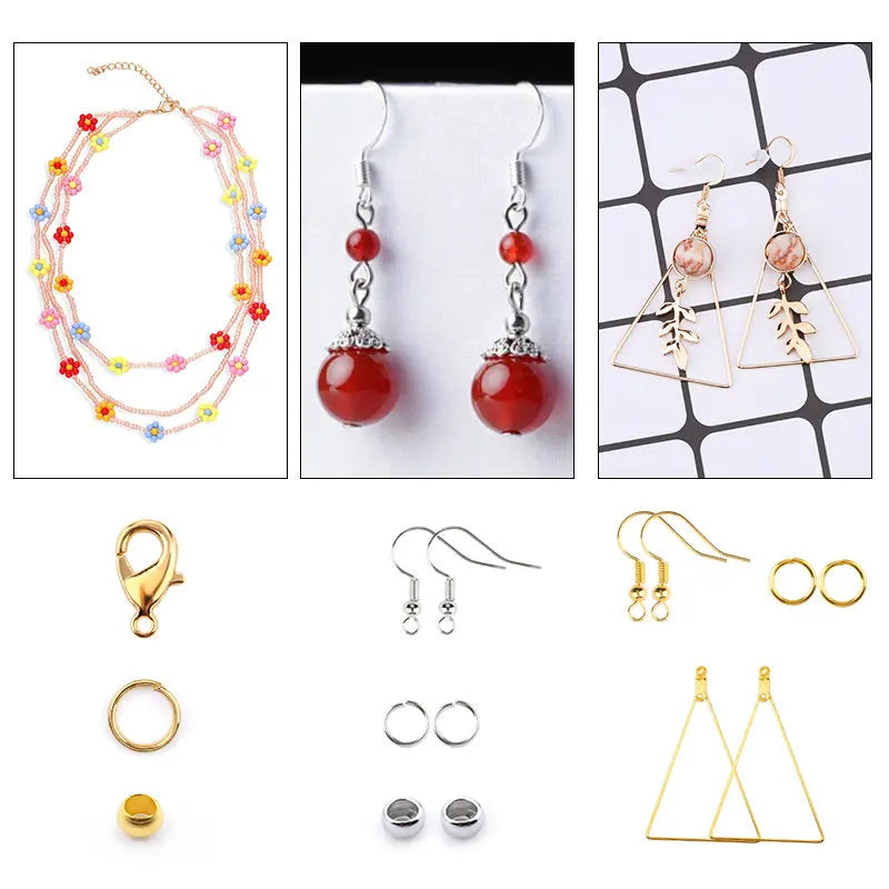 Jewelry Findings Tools Set Alloy Accessories Earring Hooks Clip Buckle Lobster Clasp Open Jump Ring Jewelry Making Supplies Kit Qme