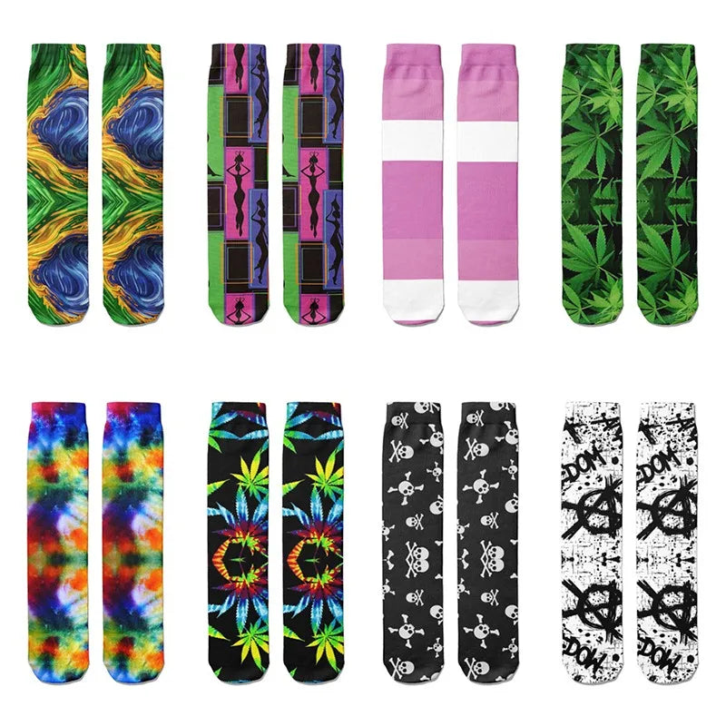 Fashion Women Men 3D Skeleton Skull Socks Streetwear Harajuku Qme