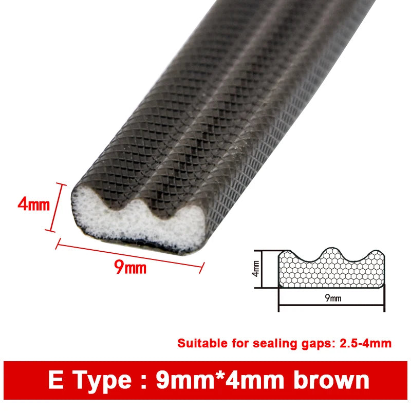 6M PU Acoustic Foam Window Seal Strip Self-Adhesive Noise Reduction Impact Resistance Door Gap Strip Dustproof Weatherstripping Qme E brown 9-4 4m