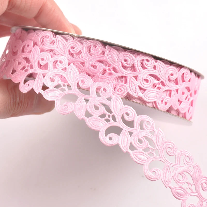 2.5cm Flower Ribbons For Crafts DIY Embroidered Decoration Sewing Accessories Scrapbooking Lace Ribbon Handmade Materials c2422 Qme 11 20 yards