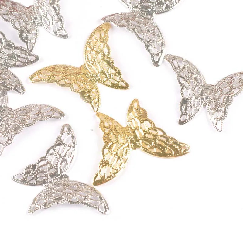 20pcs 26.5x37mm Butterfly Connectors Flower Filigree Wraps For DIY Jewelry Findings Scrapbook Metal Crafts Home Decor yk0785 Qme