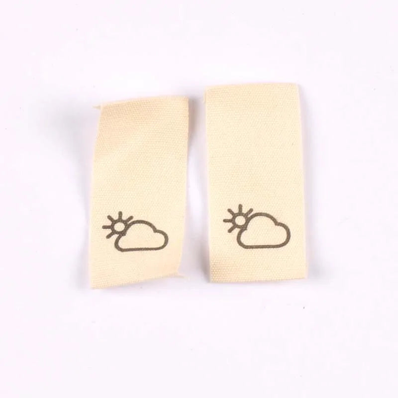 50pcs Cotton Woven Weather Pattern Beige Labels For Clothes Care Sewing Garment Accessories Bags Tags Washable 42x20mm c2440 Qme 2