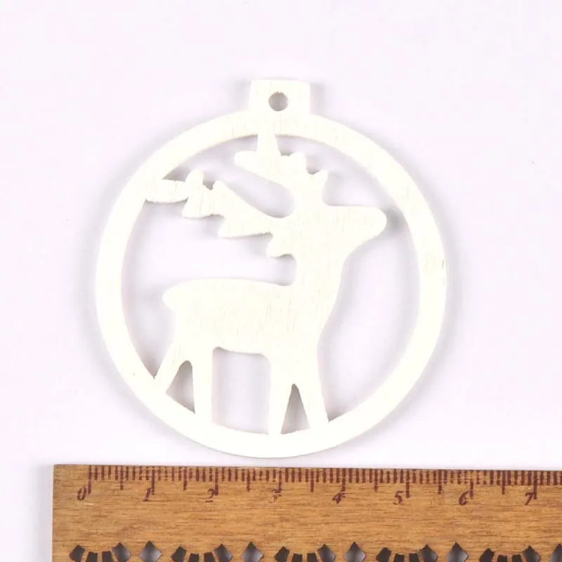 5pcs+1m hemp rope Wood Craft Home Christmas Decorations For Christmas trees Ornaments Hanging Pendants Christmas gift m2214 Qme 4