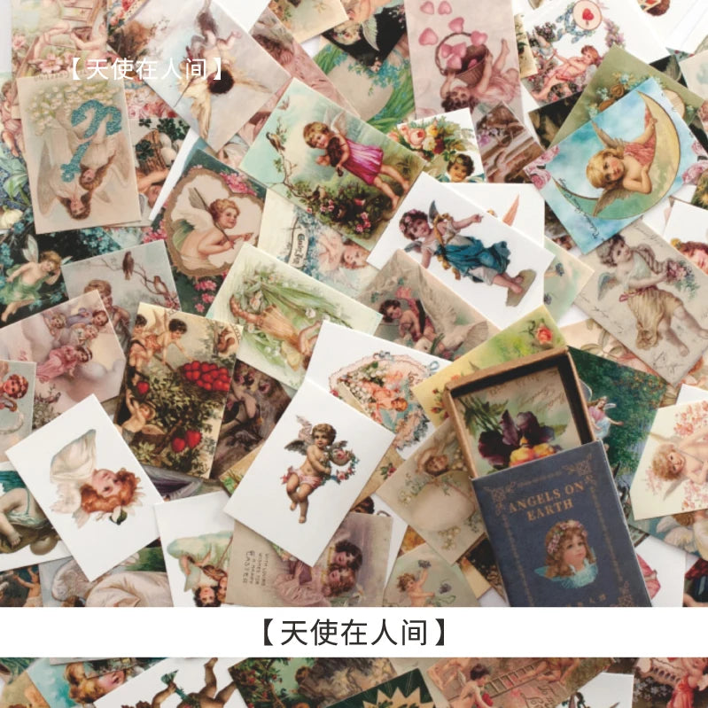 100pcs/Box Vintage Paper Kraft Cardstock Scrapbooking/Card Making/Journaling Project DIY Diary Decoration LOMO Card Van Gogh Qme little angel