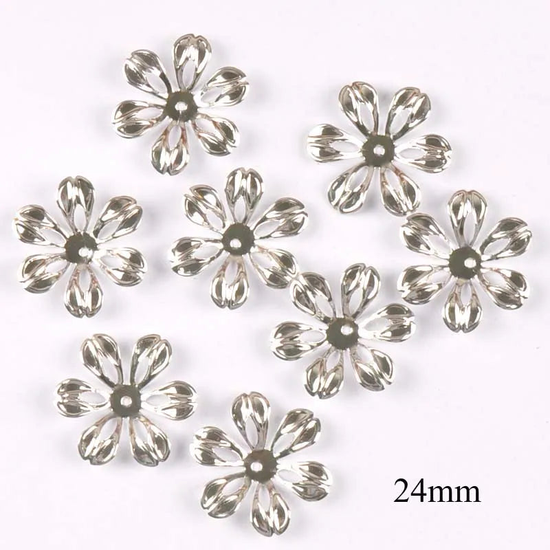20pcs 10 Style Metal Crafts Wraps Filigree Flowers Connectors Embellishments For Scrapbooking DIY Home Decor Handicraft yk0762 Qme 6 silver