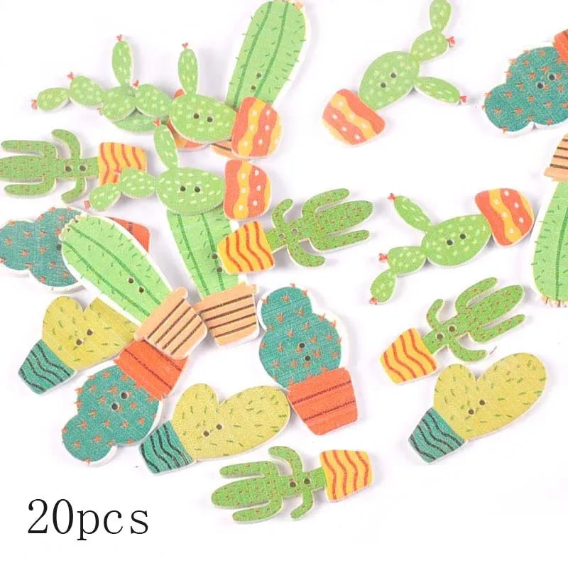 36 Styles Cartoon Painting Wooden Buttons Crafts Scrapbooking Sewing