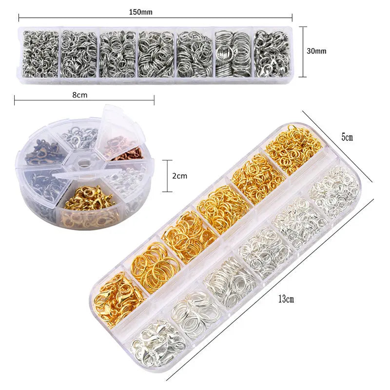 Jewelry Findings Set open jump rings Loose spacer beads Earring hooks Rubber Earring Backs for Jewelry Making DIY handicraft Qme