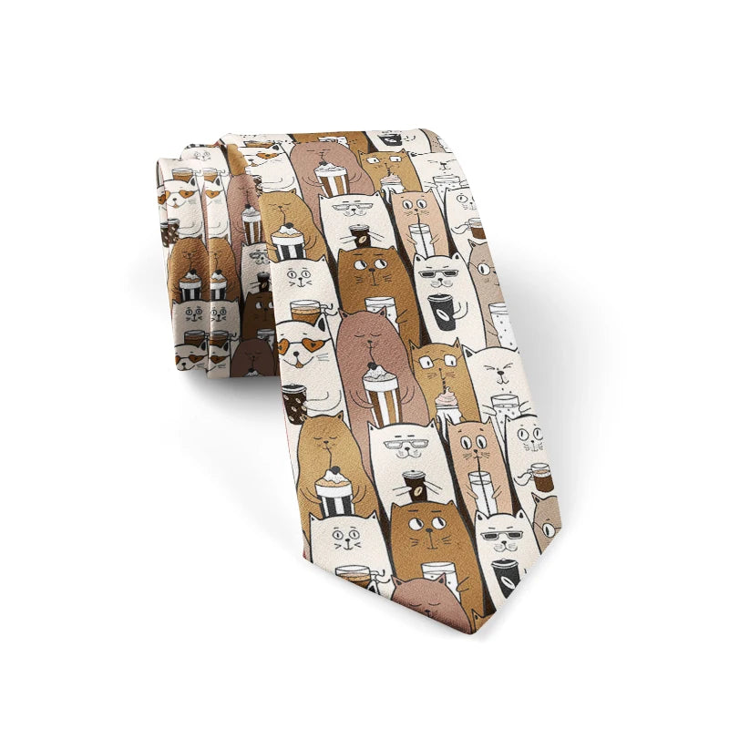 Funny Harajuku 3D Printing Cute Cartoon Men Tie Polyester Necktie Qme style2 China Mainland