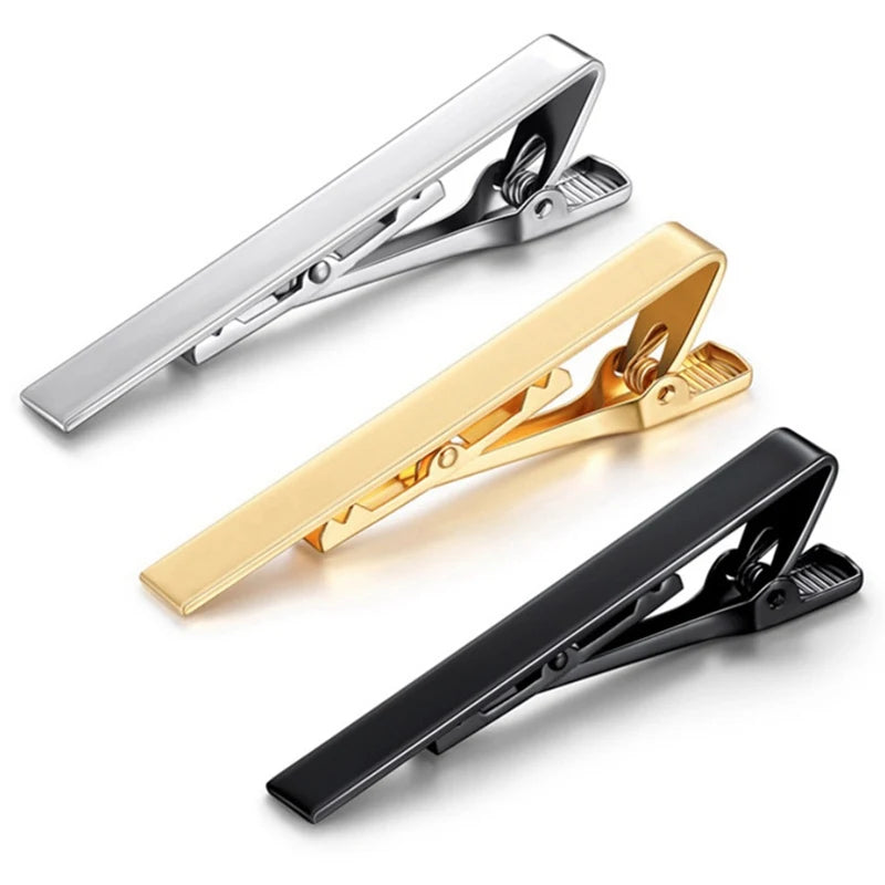 Tie Clip Fashion Ties Men Metal Tone Simple Bar Clasp Practical Qme
