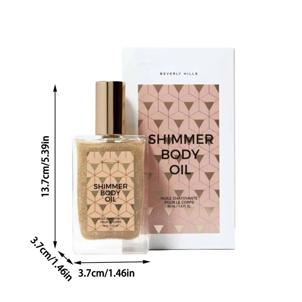 Liquid High Gloss Body Oil Face Body High Gloss Waterproof Shimmer Body Leg Clavicle Diamond Facial Highlighter Makeup 45ML Qme