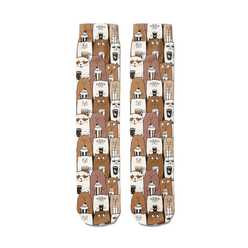 Funny Harajuku 3D Printing Cute Cartoon Panda Socks Men Women's Qme style2