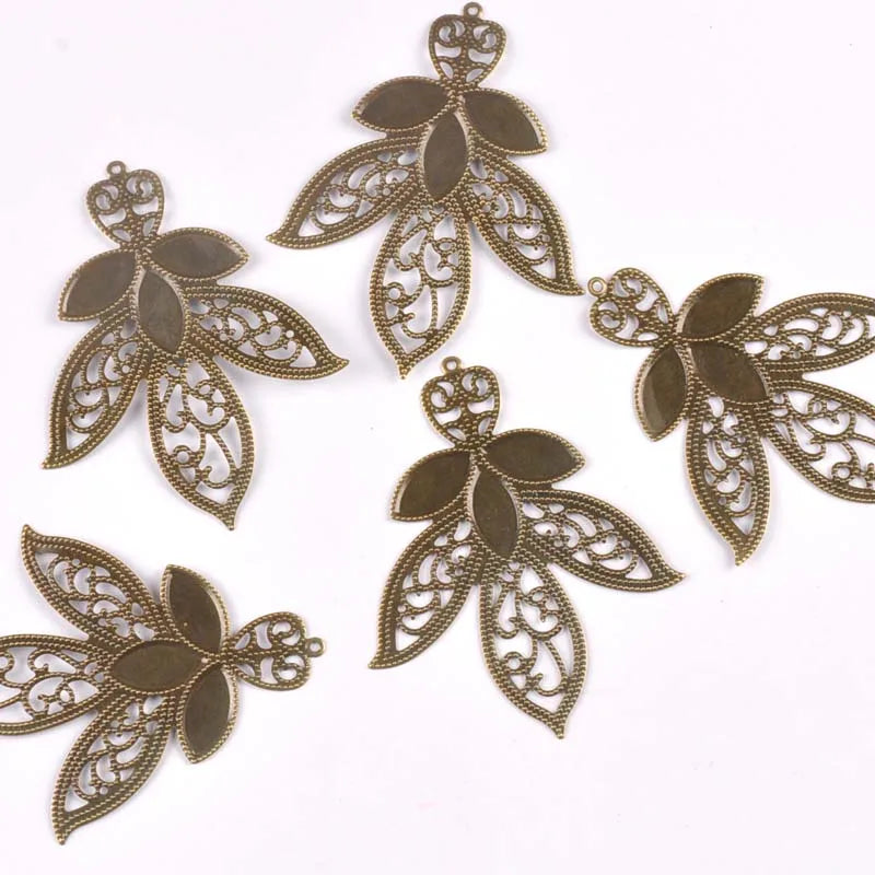 Gold Silver Leaf Flower Connectors Filigree Wraps For DIY Scrapbook Home Decor Embellishments Metal Crafts 10pcs 68x55mm yk0774 Qme