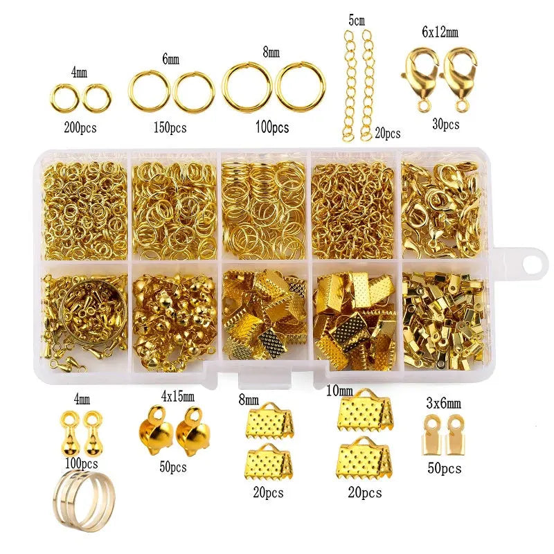 Jewelry Findings Tool Set Open Jump Ring/Lobster Clasp/Tail Chain/Clip Buckle/Drop Kit/Earring Hooks/ For DIY Jewelry Making Qme 2