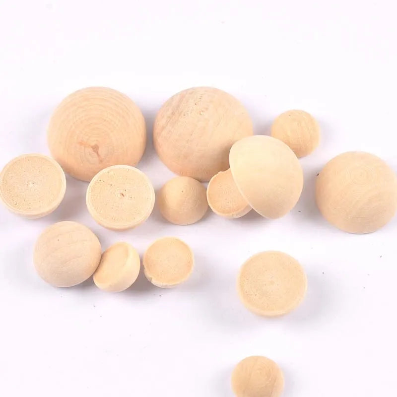 15/20/25/30mm Natural Wood Half-faced Ball Wooden Spacer Beads Craft Supplies For DIY Jewelry Making Scrapbook Accessories m2243 Qme 25mm 10pcs