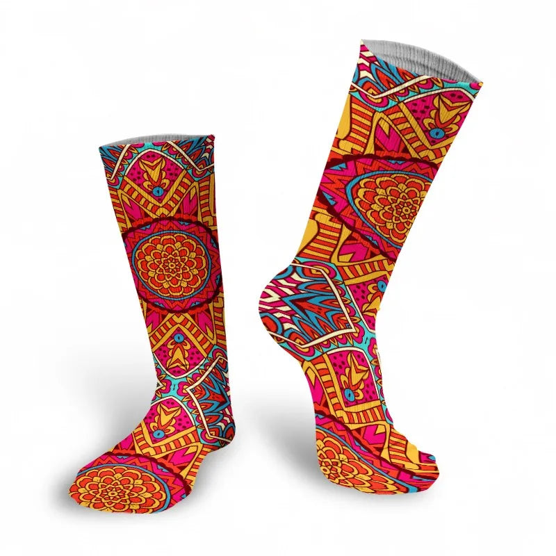 Creative Abstract 3D Mandala Socks Funny Kawaii Woman Cotton Unisex Qme