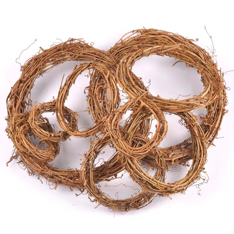 6-39cm 4-1pcs Rattan Wreath Floral Hoop Hanging Ring Artificial Flower Wreaths Party Wedding DIY Supplies Christmas Home Decor Qme