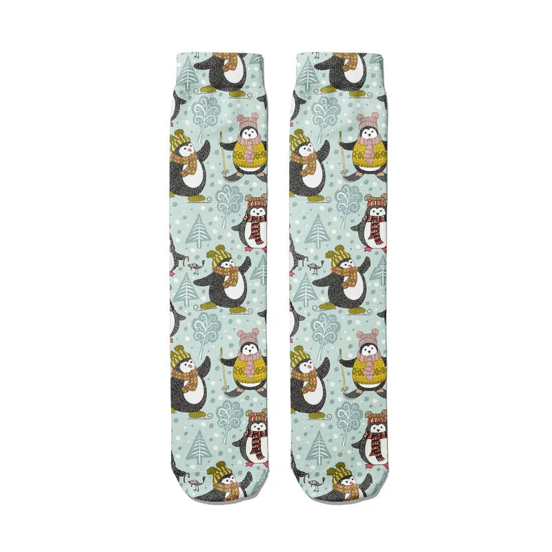 3D Cartoon Penguin Socks Women Funny Kawaii Cotton Long Casual Dress Qme style4 One Size China Mainland