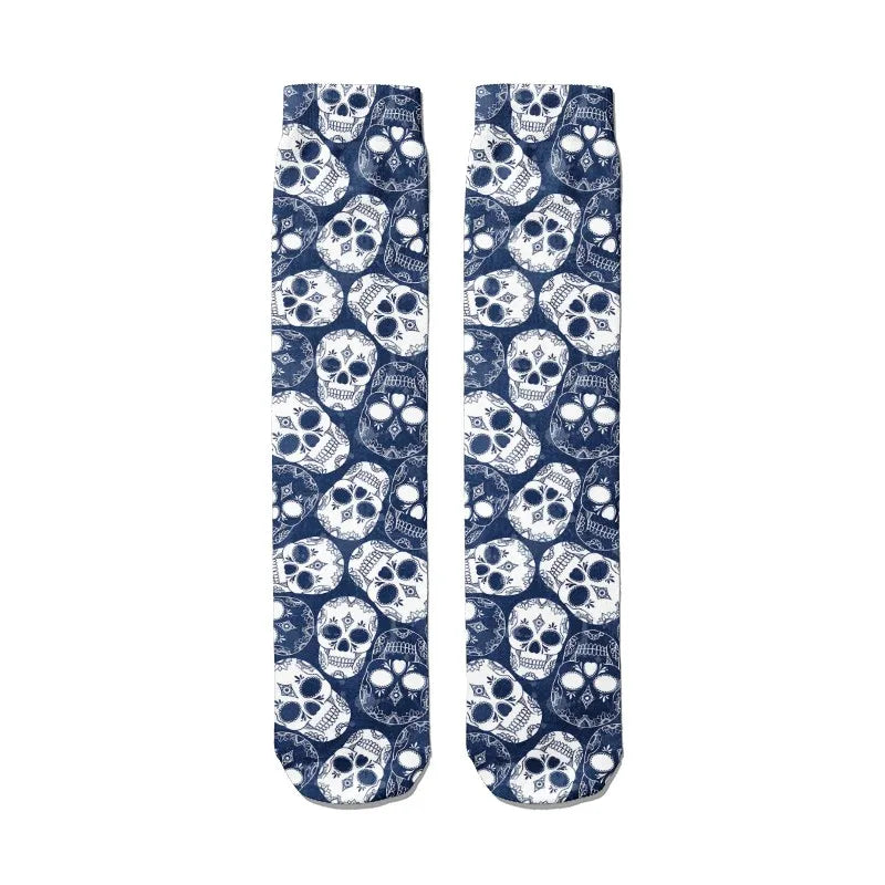 Funny Harajuku Cartoon Skull Socks Cotton Men Women's Colorful Sports Qme style4 One Size China Mainland