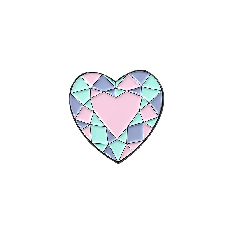 Pink Crystal Ore Enamel Pins Heart Moon Goblet Brooche for Women Backpacks Lapel Pin Cartoon Badge Jewelry Gift Wholesale Qme 5