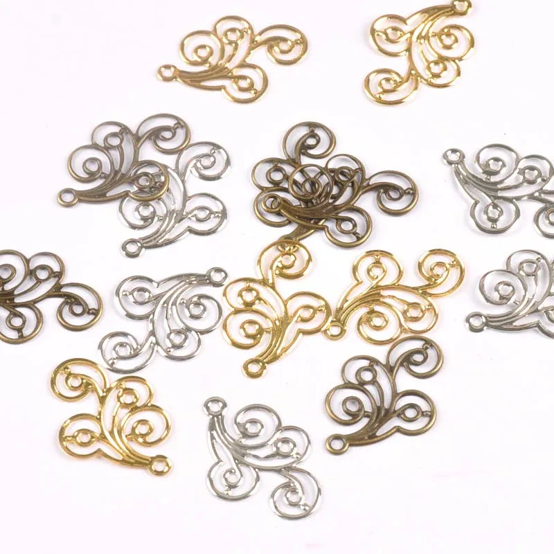 30Pcs Mixed Metal Crafts Connectors Flower Filigree Wraps For DIY Scrapbook Home Decor Embellishments Handicraft 31x21mm yk0773 Qme mix