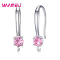 Authentic 925 Sterling Silver Stamp S925 Hook Earrings White Pink Blue Purple Cubic Zircon Ear Jewelry Accessories Findings Qme 3