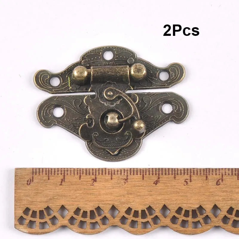 Vintage Brass Hardware Latch Hook Decorative Jewelry Box Hardware Wooden Boxes Furniture Buckle Clasp Lock Wood Case Hasp c2264 Qme 2pcs 50mm