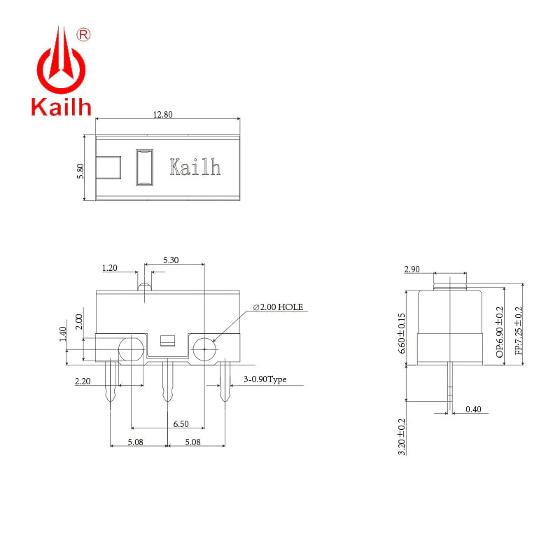 2pcs Kailh Red GM4.0 60M Life Gaming Mouse Micro Switch 3 Pin Red Dot Used On Computer Mice Left Right Button CMI126601D01-3 Qme