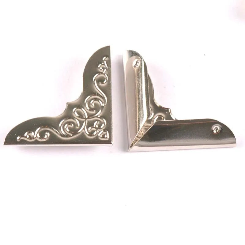 20Pcs Golden/Silver Flower Metal Book Corners For Menus Folders Photo Corner Protector Albums Menu Diy Crafts 30x30x4.5mm c2091 Qme silver