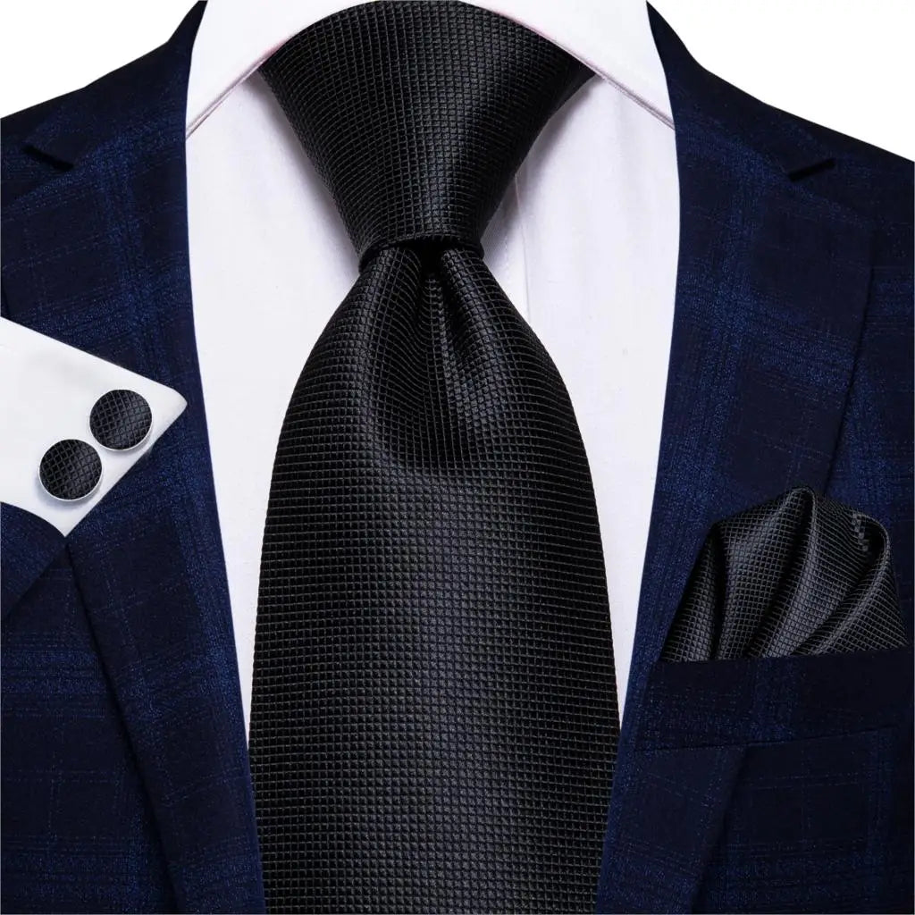 Business Black Solid Paisley Men's Tie Neck Strip Ties Men Formal Qme 0251
