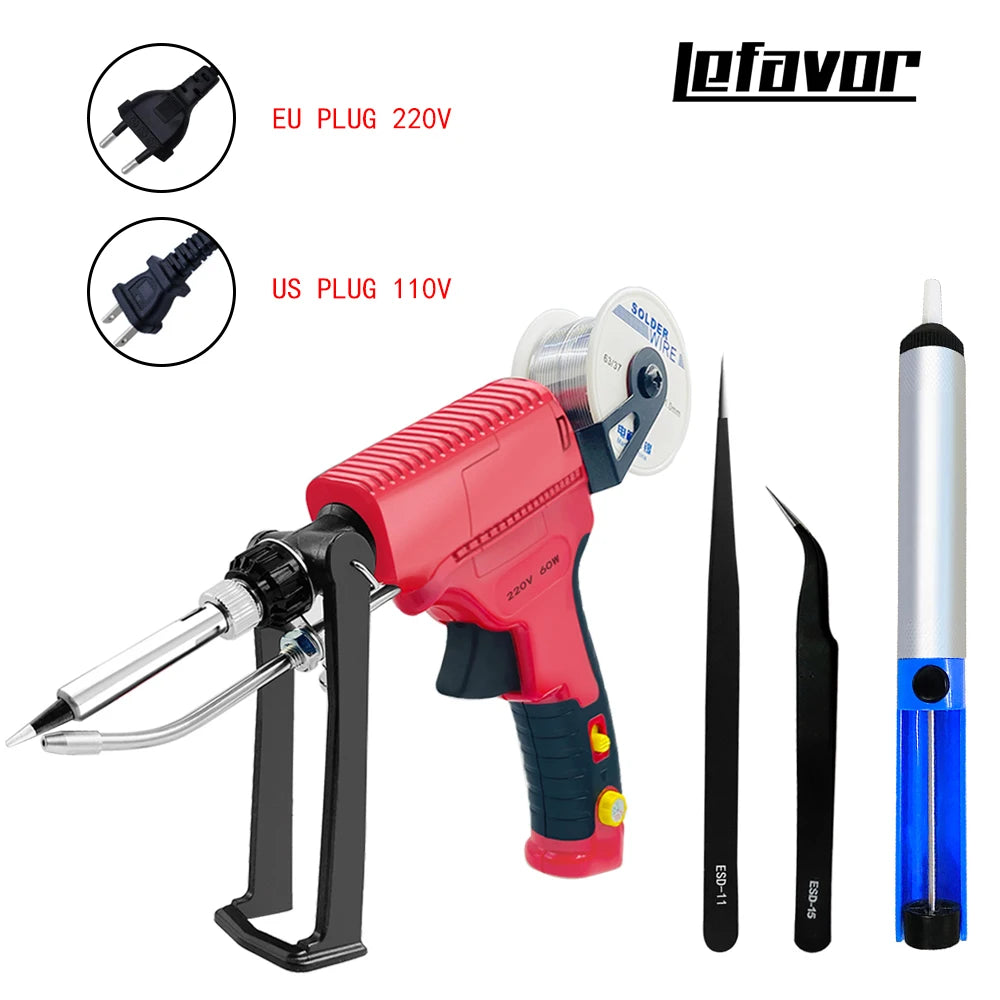Electric Soldering Iron Gun Hand-held Internal Heating Automatically Qme 60W R 220V EU Plug