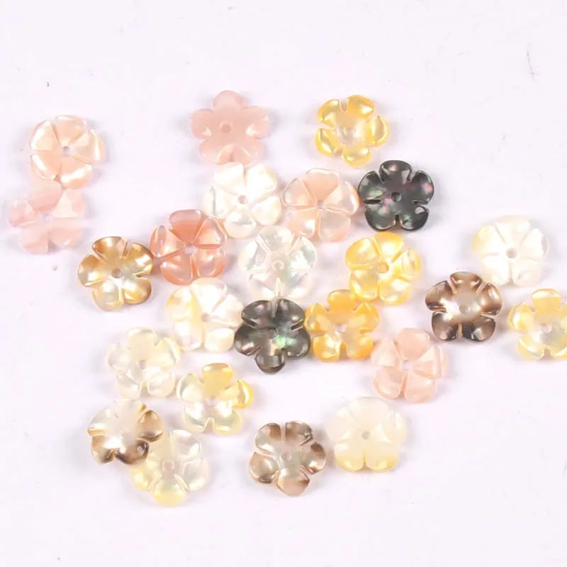 5Pcs Flower Shape Texture Curved Natural Mother Of Pearl Shell Beads For Jewelry Making Earring Diy Craft Accessories 8mm tr0379 Qme