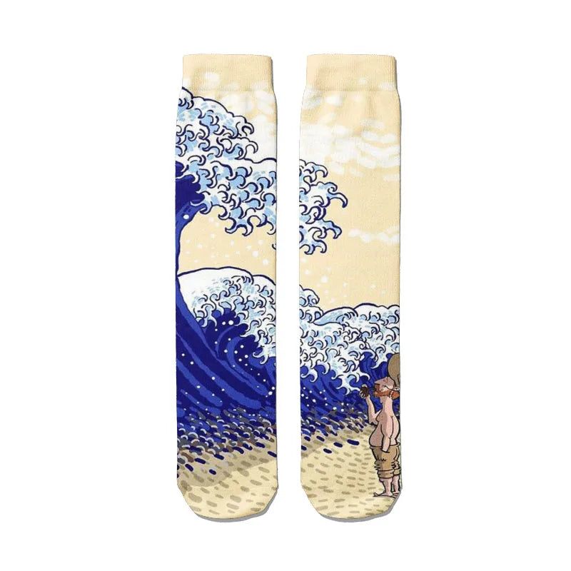 Creative Cartoon Van Gogh Cotton Socks Female Kawaii Spring Fall Qme style7 One Size China Mainland