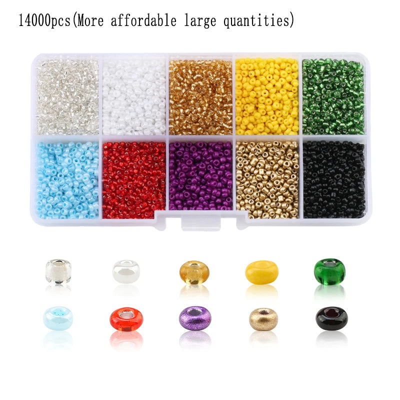 Brand New 2mm Gradient Seed Beads Kit For Jewelry Making Glass Jewelry Beads For Needlework Craft Necklace Bracelet Handmade DIY Qme 10 grid-3 2MM