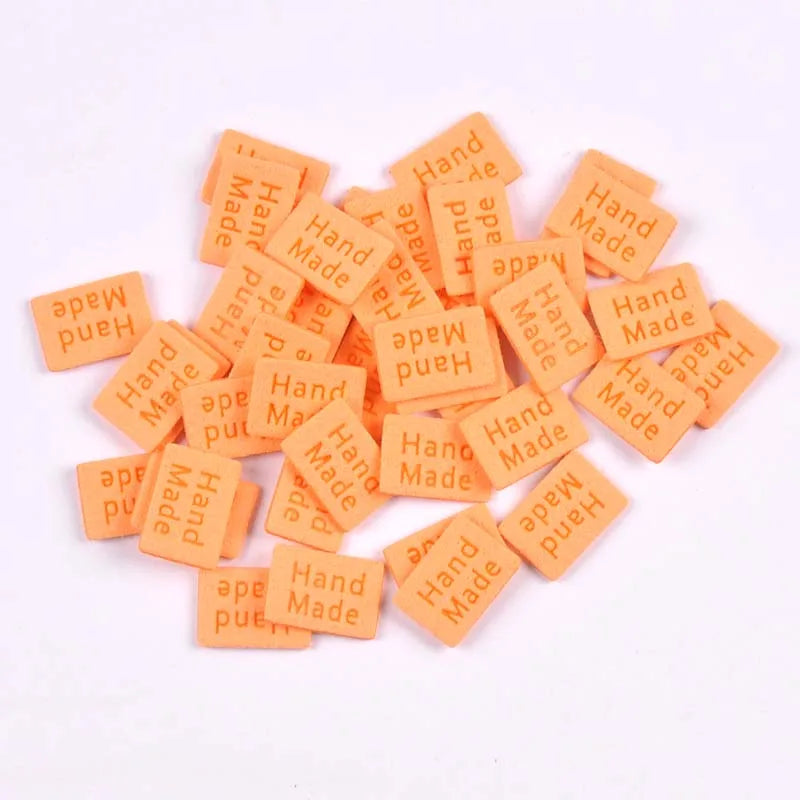 20Pcs Multicolor Flannelette Embossed Handmade Labels Sewing Accessories For Clothes Care Bags Garment Tags DIY Crafts 20x14mm Qme 5