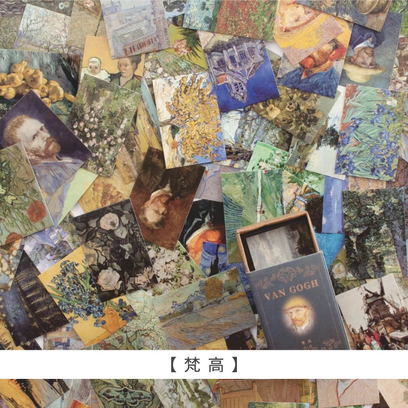 100pcs/Box Vintage Paper Kraft Cardstock Scrapbooking/Card Making/Journaling Project DIY Diary Decoration LOMO Card Van Gogh Qme Van Gogh