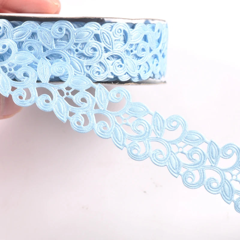 2.5cm Flower Ribbons For Crafts DIY Embroidered Decoration Sewing Accessories Scrapbooking Lace Ribbon Handmade Materials c2422 Qme 7 20 yards