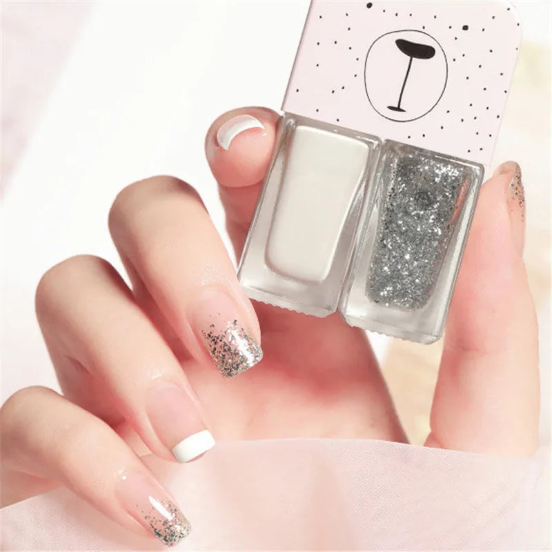 New 2 In 1 Candy Color Nail Polish Manicure Water-based Bright Scrub No Bake No Peeling Quick Dry Waterproof Lasting Nail Polish Qme