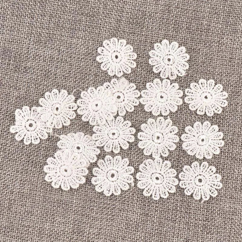 100Pcs Flower White Lace Embroidery Ribbon AppliqueTrim For Sewing Decoration Wedding DIY Accessories Handmade Supplies c1141 Qme
